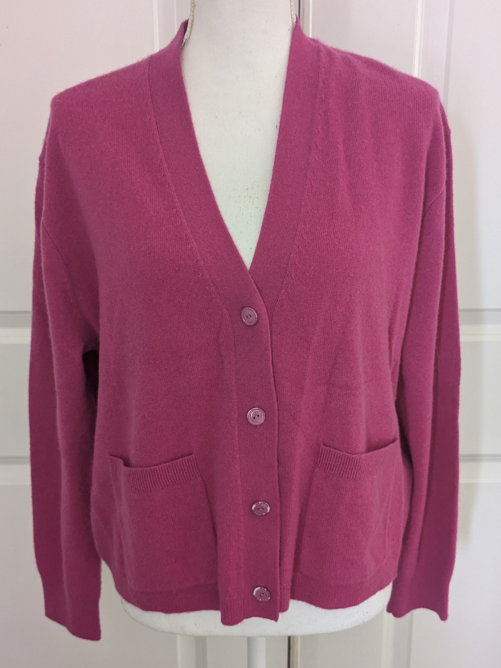 J.Crew 100% Cashmere Patch-Pocket Cardigan Sweater Pink Berry Medium M